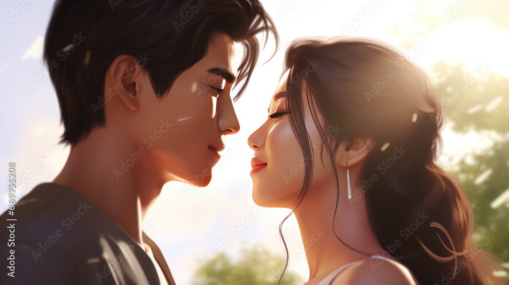 Couple falling in love. Sweet touch. Touching life. Newly married Asian couple smiling. Couple falling in love. Sweet touch. Touching life. Newly married Asian couple smiling.