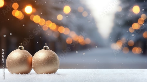 Christmas decorations on bokeh background. New Year concept. Copy space. with a blurred background