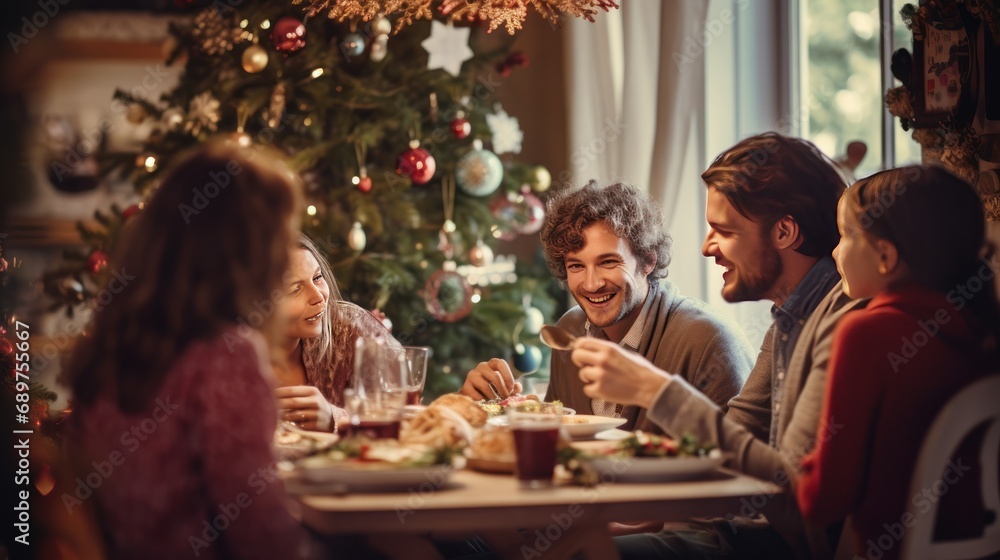 Christmas holidays and celebrations. New Year concept. Family eating Christmas dinner at home. Merry Christmas Merry Christmas Christmas holidays and celebrations. New Year concept. Family eating Christmas dinner at home. Merry Christmas Merry Christmas