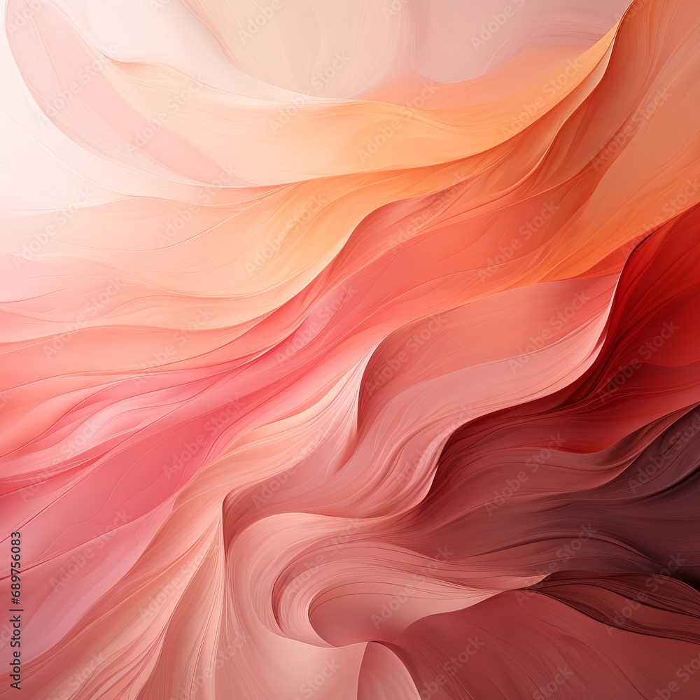 Obraz premium abstract background of wavy lines in Peach Fuzz shade, banner with space for text. Concept: Delicate color of the year for design and cover.