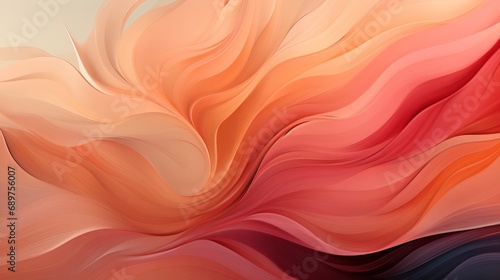 abstract background of wavy lines in Peach Fuzz shade, banner with space for text. Concept: Delicate color of the year for design and cover. photo
