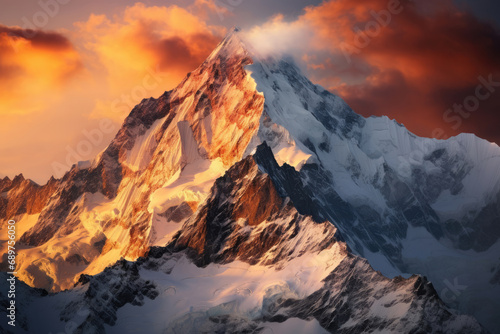 Mountain landscape sunset on a mountain peak