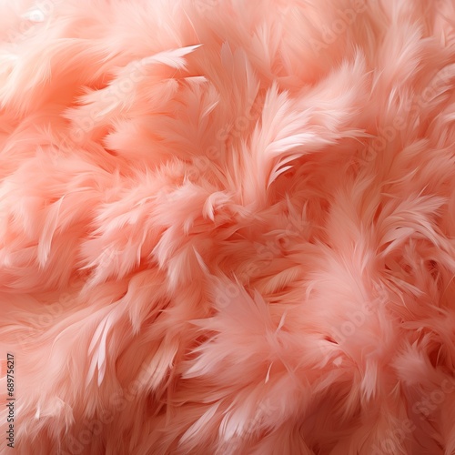 Fur background in Peach Fuzz shade, fluffy splash banner with space for text. Concept: Delicate color of the year for design and cover.