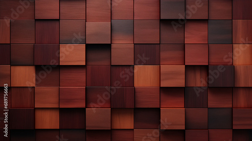 Monochromer Hintergrund aus geometrischen Formen, Holz Mahagoni