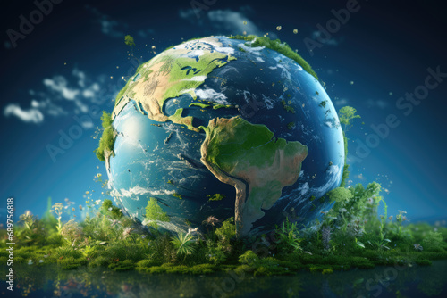 Green planet Earth, concept of ecology and renewable energy