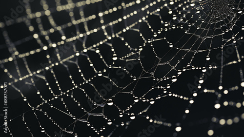 Details of a spider's web, showcasing its intricate structure