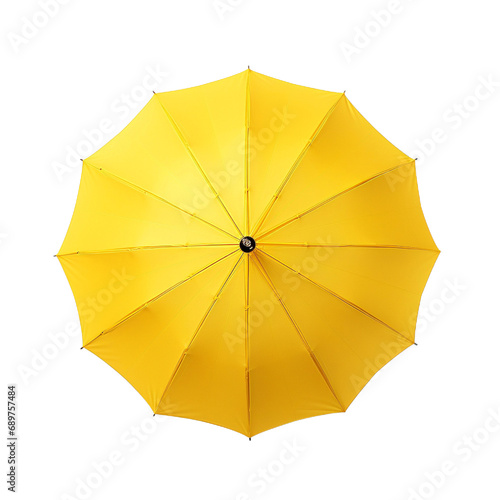 Yellow umbrella isolated on transparent background, generative AI. photo