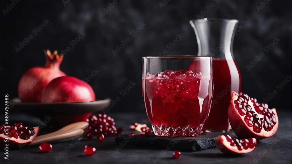 organic pomegranate and pomegranate juice in glass, decorative dark stone background
organic pomegranate and pomegranate juice in glass, decorative dark stone background