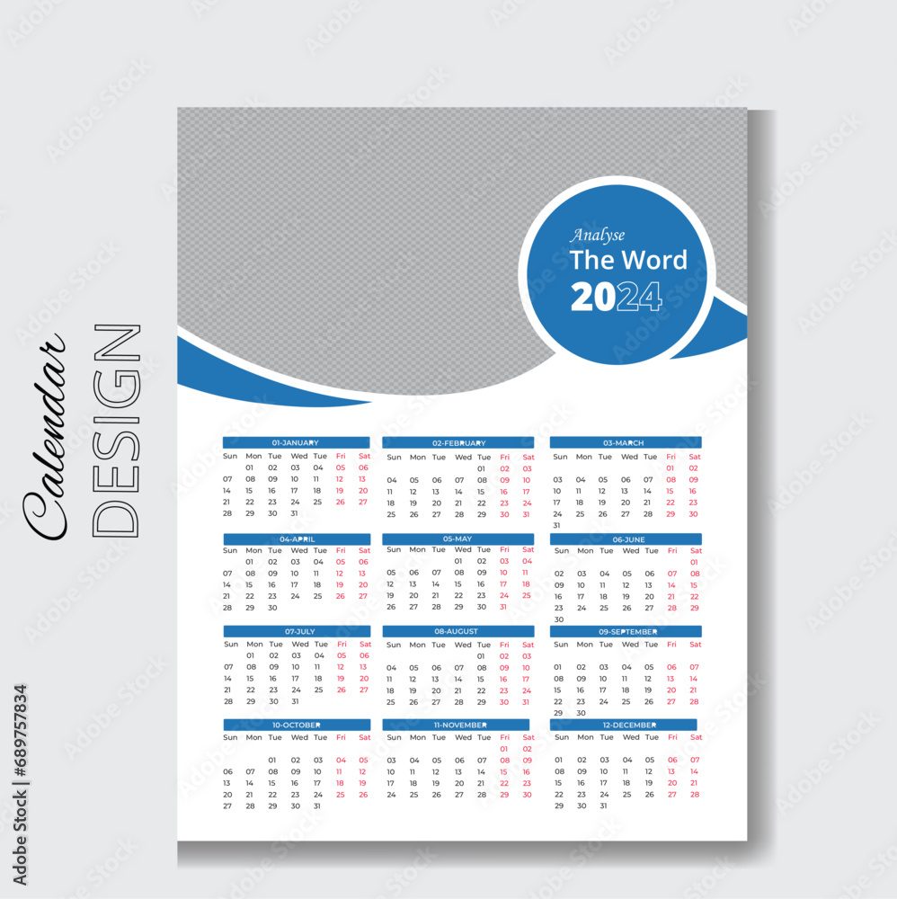 Calendar 2024 Template Design ,Calendar 2024 with simple and modern design.
Calendar 2024 Template Design ,Calendar 2024 with simple and modern design.