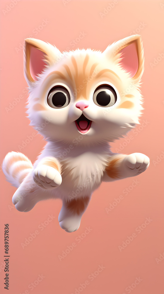 cute pink 3D cartoon kitty in a doll style. flying pose. Generated by AI
cute pink 3D cartoon kitty in a doll style. flying pose. Generated by AI
