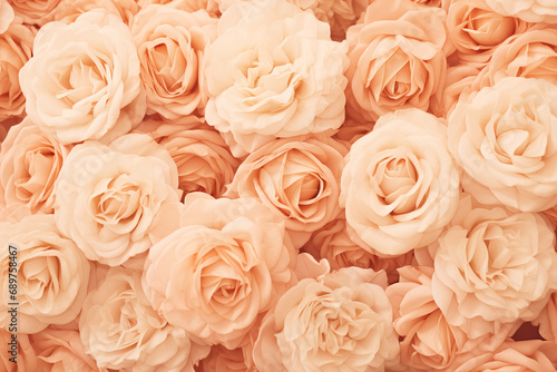 roses background in color of the year 2024 peach fuzz © World of AI