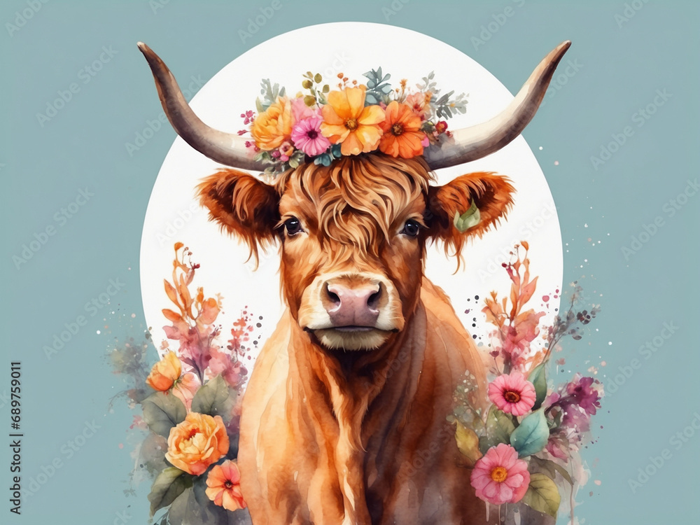 Cow species with prominent and curved horns bovine animal displaying Cow species with prominent and curved horns bovine animal displaying