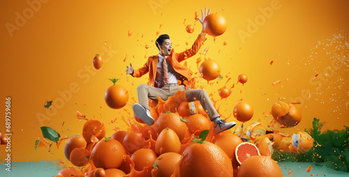 orange juice splash in water, orange juice splash, a image for fanta make sure to highlight