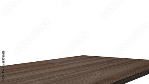 Fotografie dark brown walnut wooden table corner at foreground used as product displayed isolated on background with clipping path