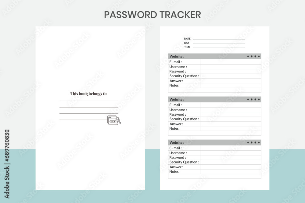 PASSWORD TRACKER Free Template PASSWORD TRACKER Free Template