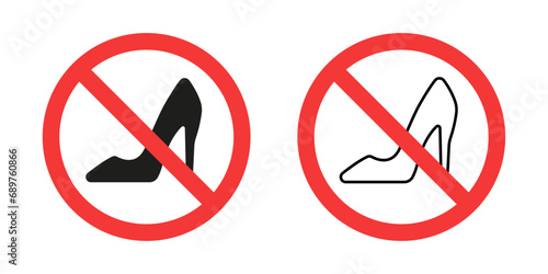 no high heels warning forbidden sign symbols vector design
