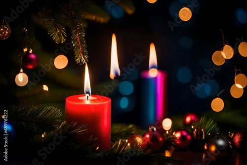 christmas tree with candles and decorations