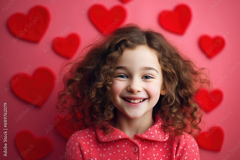 Portrait of a cute little girl with red heart on Valentines day concept. Portrait of a cute little girl with red heart on Valentines day concept.