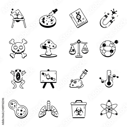 Handy Pack of Science Linear Icons 

