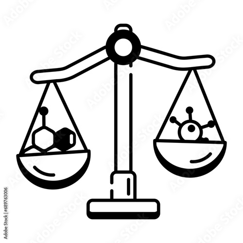 An editable line icon depicting molecular weight concept 