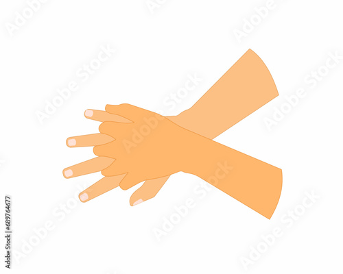 Correct hand lock Emergency first aid CPR performance vector illustration