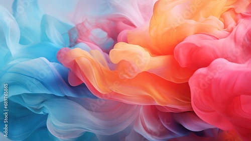  a multicolored cloud of smoke is seen in this artistically painted image of a blue, red, yellow, and pink smoke.