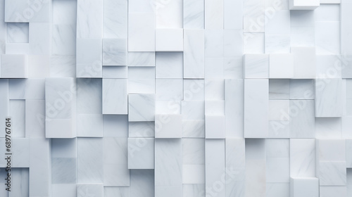 Monochromer Hintergrund aus geometrischen Formen, weißer Marmor