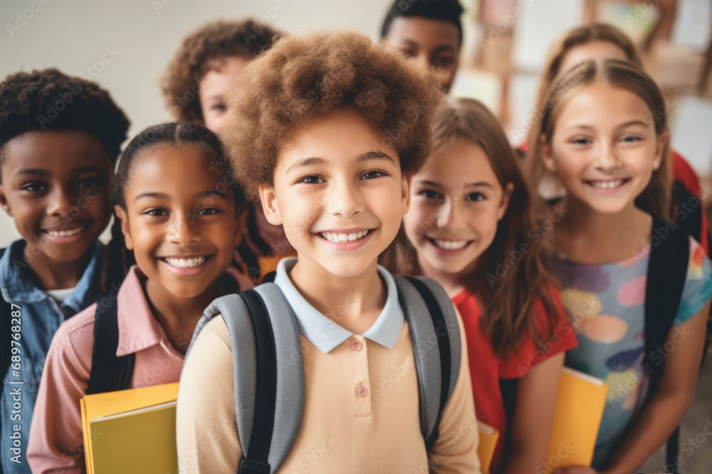 A group of children standing next to each other. Perfect for illustrating the concept of teamwork and friendship A group of children standing next to each other. Perfect for illustrating the concept of teamwork and friendship
