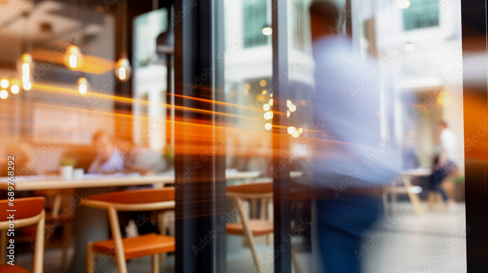 Fast Moving Blurred Background of Business People at Work.
Fast Moving Blurred Background of Business People at Work.