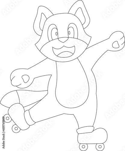 Cat Inline skating Roller skates Sports Animal Vector Graphic Art Illustration