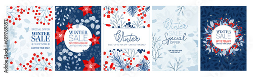 Merry Christmas and Happy New Year greeting card template. Vector illustrations for background, greeting card, party invitation card, website banner, social media banner, marketing material