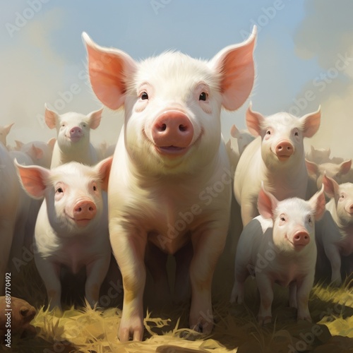 Very nice white pigs images Generative AI
