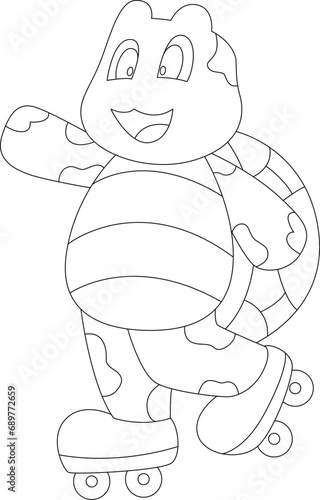Turtle Inline skating Roller skates Sports Animal Vector Graphic Art Illustration