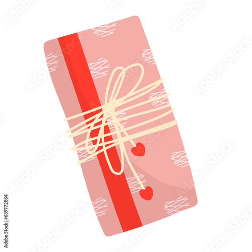 Gift in festive packaging for Valentine's Day.Vector graphics.