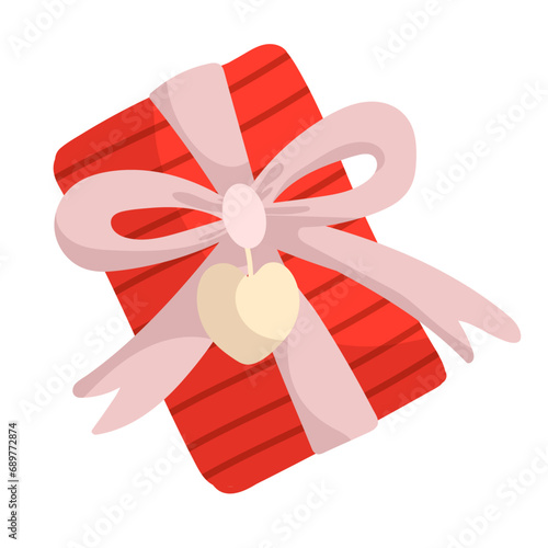 Gift in festive packaging for Valentine's Day.Vector graphics.