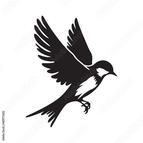 Bird Silhouette: Graceful Winged Creatures in Captivating Poses Against Scenic Backdrops Black Vector Birds Silhouette  © Verslood