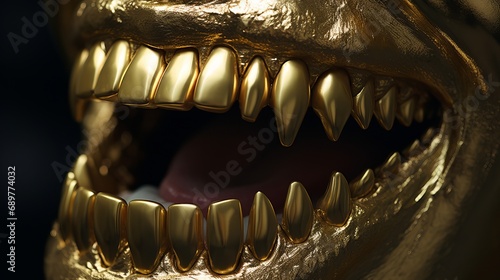 close up of a gold teeth photo