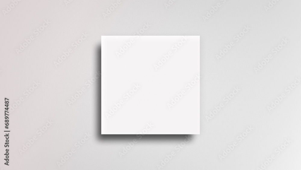Blank square business card mockup with gray background