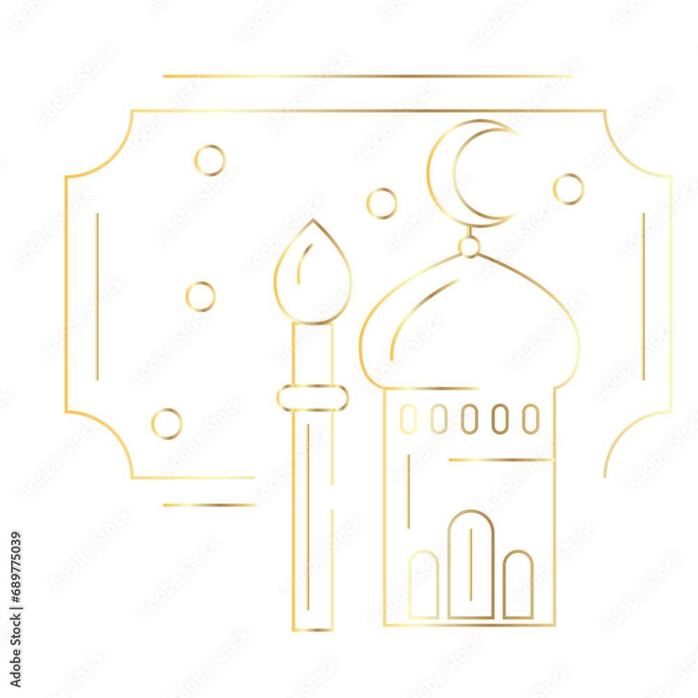 ramadan kareem golden line illustration