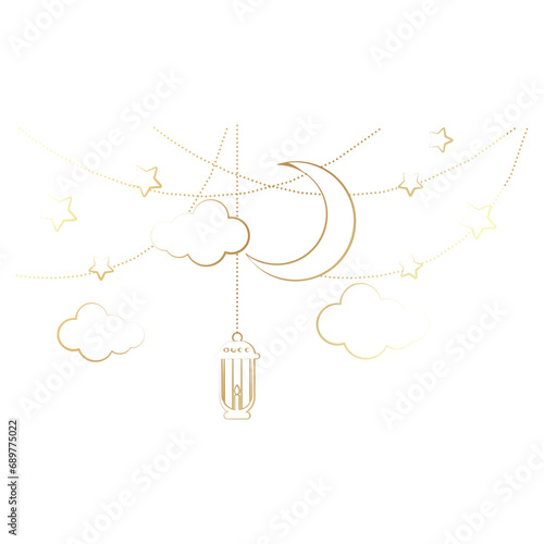 ramadan kareem golden line illustration photo