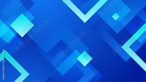 Blue vector abstract background with simple geometric shapes. Abstract geometric dynamic shapes composition on the blue background