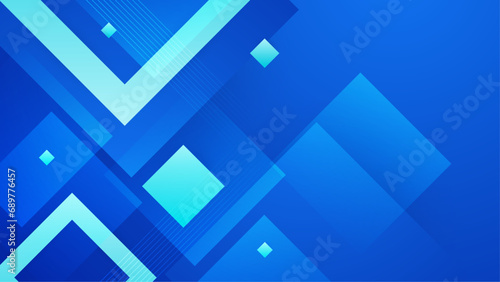Blue vector abstract geometric shapes background. Abstract geometric dynamic shapes composition on the blue background
