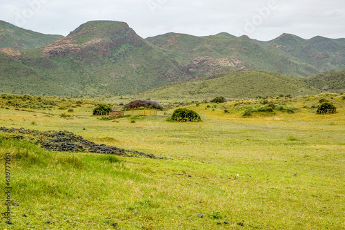The Cabo de Gata-Níjar Maritime-Terrestrial Natural Park is a Spanish protected natural area located in the province of Almería, Andalusia, after intense rains in this semi-desert area.
