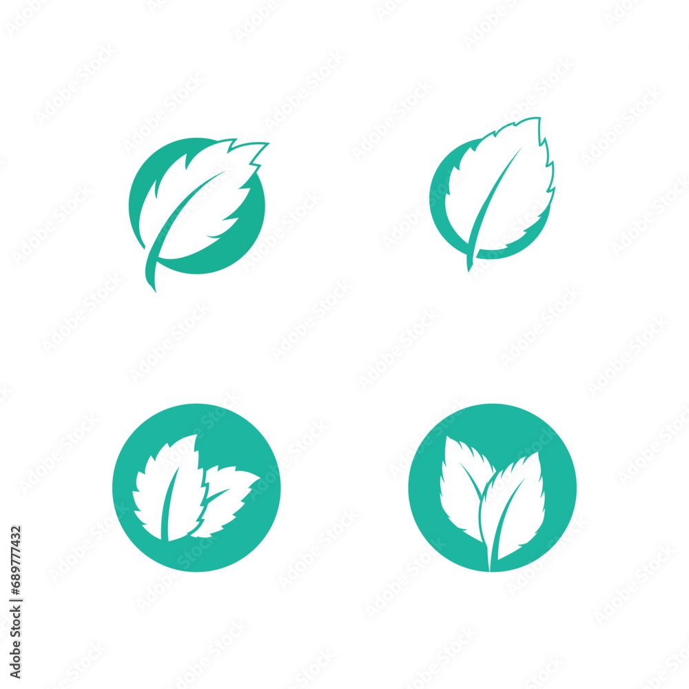 Fototapeta premium Mint leaves flat vector color icon template illustration design
