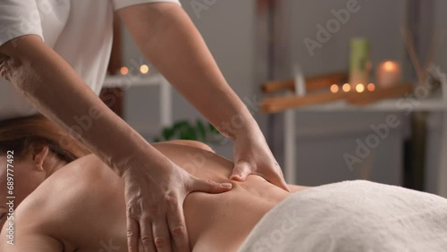 Body and mind recovery therapy, rest and relaxation. Embark on your body's journey of regaining physical power by using powerful massage techniques to stimulate muscle activity. photo