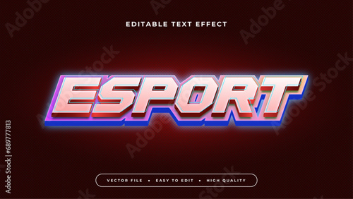 Red blue and purple violet esport 3d editable text effect - font style
