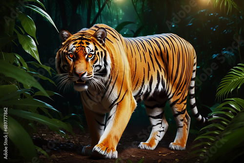 tiger in the jungle Royal Bengal Tiger Walking through the Jungle Breath Taking close up of a Tiger Portrait Terror of the Jungle tiger in the woods Tropical Rainforest wildlife tiger in the forest