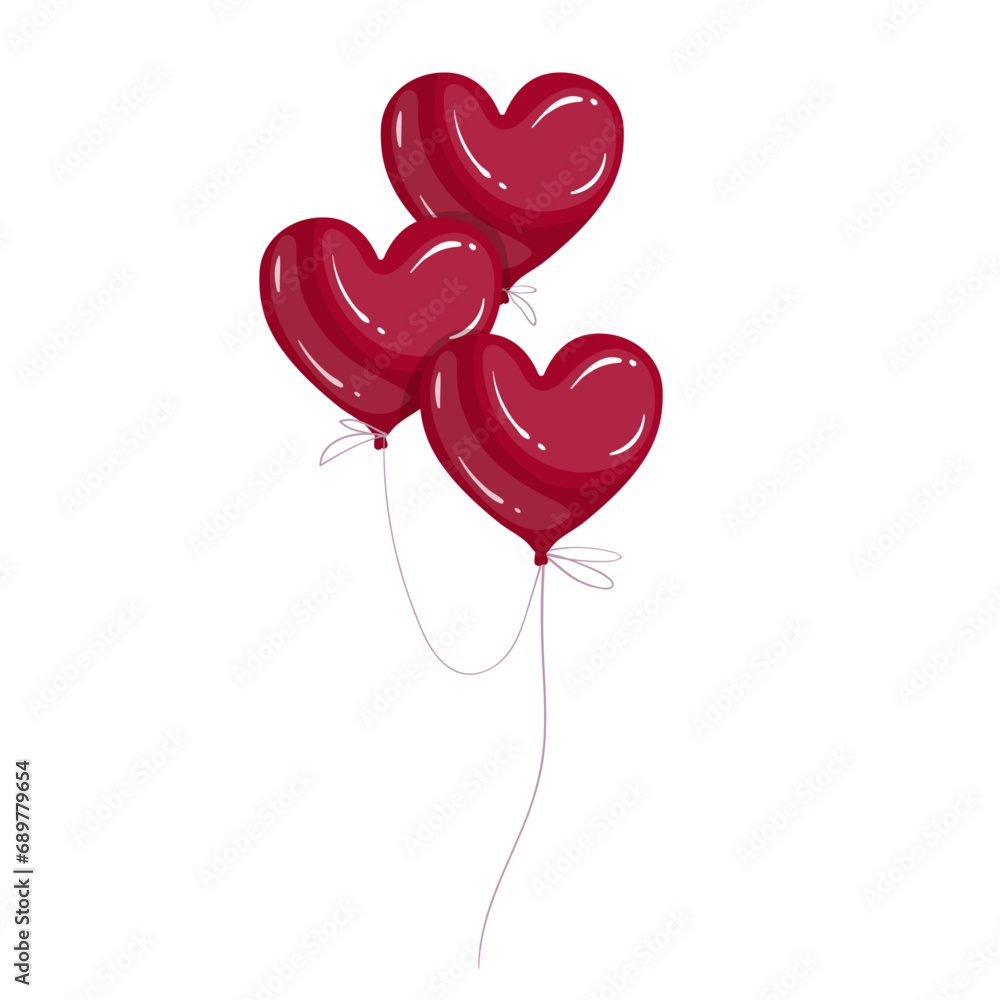 Colorful holiday balloons.Valentine's Day decor.Vector graphics.