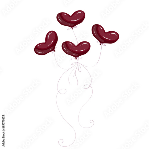 Colorful holiday balloons.Valentine's Day decor.Vector graphics.