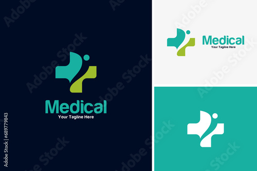 Minimalist medical plus icon logo design vector, health care logo design template